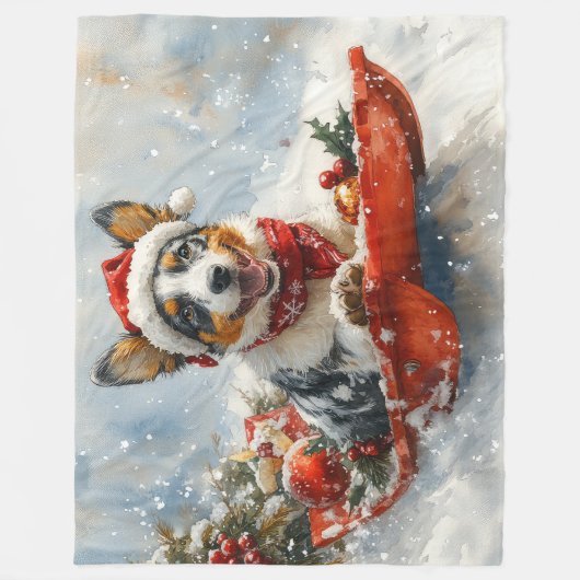 Australische Rinder in Sledge Let it Snow Weihnach Fleecedecke (Vorderseite)