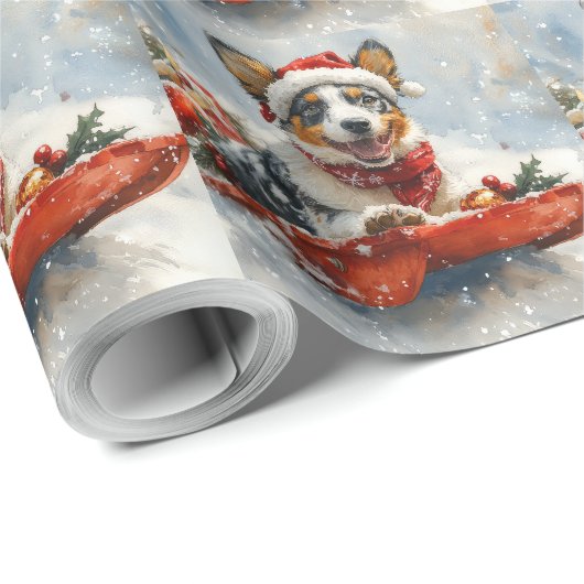 Australische Rinder in Sledge Let it Snow Weihnach Geschenkpapier (Rolleneckpunkt)