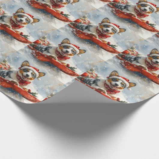 Australische Rinder in Sledge Let it Snow Weihnach Geschenkpapier (Ecke)