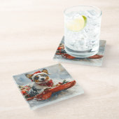 Australische Rinder in Sledge Let it Snow Weihnach Glasuntersetzer (Schrägansicht)