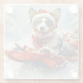 Australische Rinder in Sledge Let it Snow Weihnach Glasuntersetzer (Rückseite)