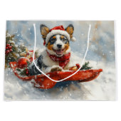 Australische Rinder in Sledge Let it Snow Weihnach Große Geschenktüte (Vorderseite)