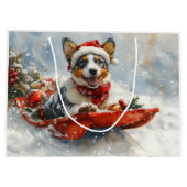 Australische Rinder in Sledge Let it Snow Weihnach Große Geschenktüte (Rückseite)