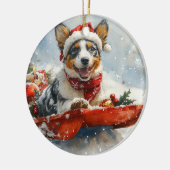 Australische Rinder in Sledge Let it Snow Weihnach Keramik Ornament (Links)