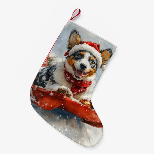 Australische Rinder in Sledge Let it Snow Weihnach Kleiner Weihnachtsstrumpf (Vorderansicht (hängend))