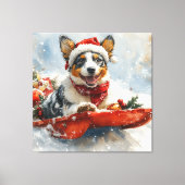 Australische Rinder in Sledge Let it Snow Weihnach Leinwanddruck (Vorderseite)