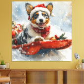 Australische Rinder in Sledge Let it Snow Weihnach Leinwanddruck (Insitu (Wohnzimmer))