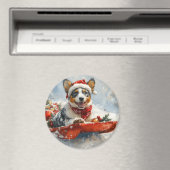 Australische Rinder in Sledge Let it Snow Weihnach Magnet (In Situ (Geschirrspüler))