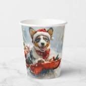 Australische Rinder in Sledge Let it Snow Weihnach Pappbecher (Rückseite)