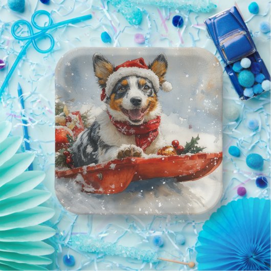 Australische Rinder in Sledge Let it Snow Weihnach Pappteller (Party)