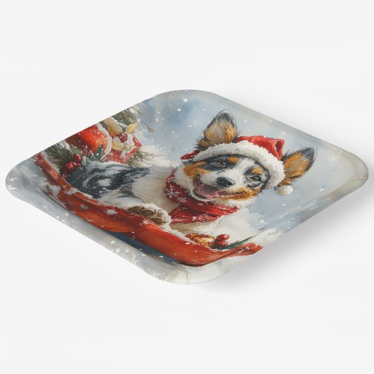 Australische Rinder in Sledge Let it Snow Weihnach Pappteller (Gewinkelt)