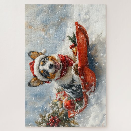 Australische Rinder in Sledge Let it Snow Weihnach Puzzle (Vertikal)