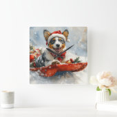 Australische Rinder in Sledge Let it Snow Weihnach Quadratische Wanduhr (Zuhause)