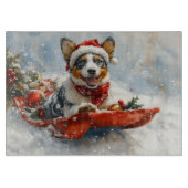 Australische Rinder in Sledge Let it Snow Weihnach Schneidebrett (Vorderseite)