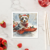 Australische Rinder in Sledge Let it Snow Weihnach Serviette (Beispiel)