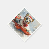 Australische Rinder in Sledge Let it Snow Weihnach Serviette (Ecke)