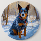 Australische Rinder Let It Snow Weihnachten Button (Vorderseite)