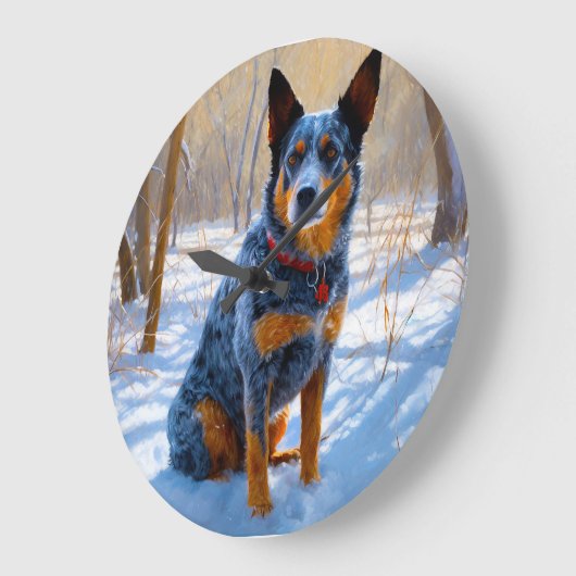 Australische Rinder Let It Snow Weihnachten Große Wanduhr (Winkel)