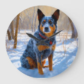 Australische Rinder Let It Snow Weihnachten Große Wanduhr (Vorderseite)