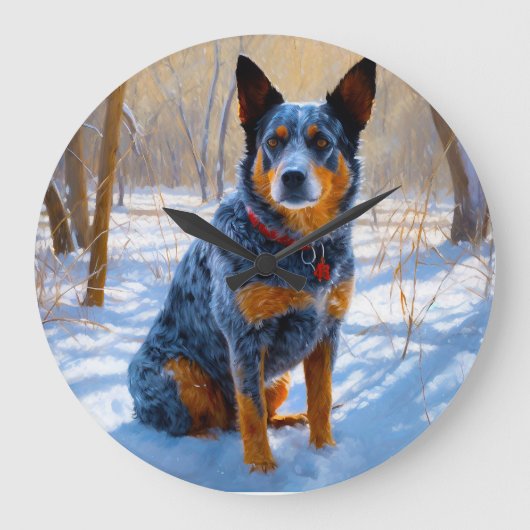 Australische Rinder Let It Snow Weihnachten Große Wanduhr (Vorderseite)