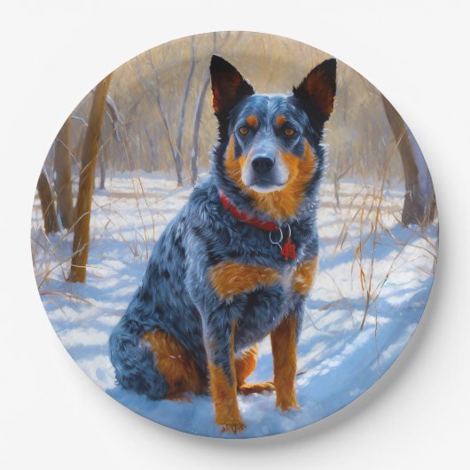 Australische Rinder Let It Snow Weihnachten Pappteller (Vorderseite)