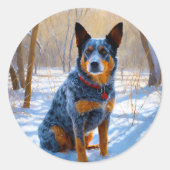 Australische Rinder Let It Snow Weihnachten Runder Aufkleber (Vorderseite)