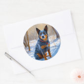 Australische Rinder Let It Snow Weihnachten Runder Aufkleber (Umschlag)