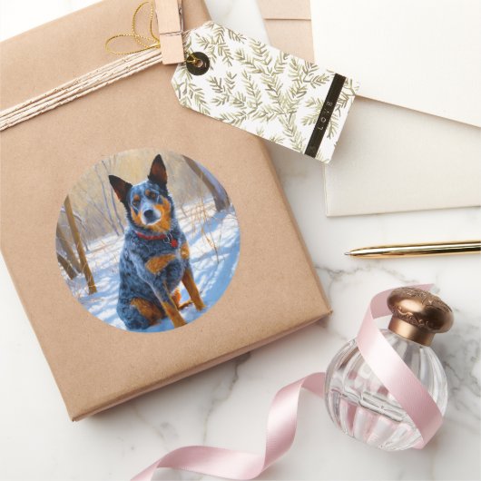 Australische Rinder Let It Snow Weihnachten Runder Aufkleber (Schenken)