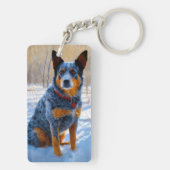 Australische Rinder Let It Snow Weihnachten Schlüsselanhänger (Rückseite)