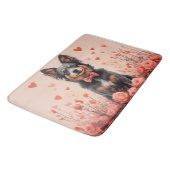 Australische Rinder mit Rose - Valentinstag Badematte (Schrägansicht)