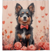 Australische Rinder mit Rose - Valentinstag Duschvorhang (Vorderseite)