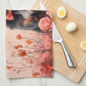 Australische Rinder mit Rose - Valentinstag Geschirrtuch (Viertel Falte)