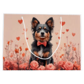 Australische Rinder mit Rose - Valentinstag Große Geschenktüte (Rückseite)