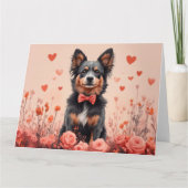 Australische Rinder mit Rose - Valentinstag Karte (Vorderseite)