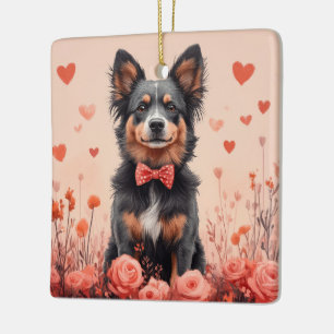 Australische Rinder mit Rose - Valentinstag Keramikornament