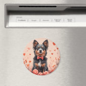 Australische Rinder mit Rose - Valentinstag Magnet (In Situ (Geschirrspüler))