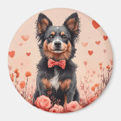 Australische Rinder mit Rose - Valentinstag Magnet (Vorne)