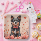 Australische Rinder mit Rose - Valentinstag Pappteller (Party)