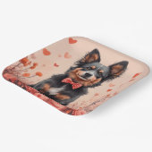 Australische Rinder mit Rose - Valentinstag Pappteller (Gewinkelt)