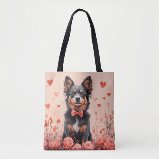 Australische Rinder mit Rose - Valentinstag Tasche (Vorderseite)