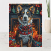 Australische Rinder mit Weihnachtsgeschenken Feuer Karte (Vorderseite)