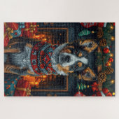 Australische Rinder mit Weihnachtsgeschenken Feuer Puzzle (Horizontal)