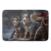 Australische Rinder Snowy Sleigh Weihnachtsdekor Badematte (Vorderseite)