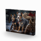 Australische Rinder Snowy Sleigh Weihnachtsdekor Fotoblock (Rechts)