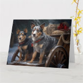 Australische Rinder Snowy Sleigh Weihnachtsdekor Karte (Gelbe Blume)