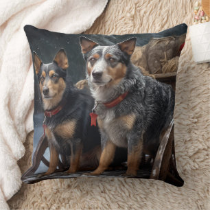 Australische Rinder Snowy Sleigh Weihnachtsdekor Kissen