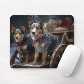Australische Rinder Snowy Sleigh Weihnachtsdekor Mousepad (Mit Mouse)