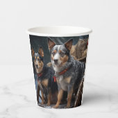 Australische Rinder Snowy Sleigh Weihnachtsdekor Pappbecher (Rückseite)