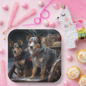 Australische Rinder Snowy Sleigh Weihnachtsdekor Pappteller (Party)