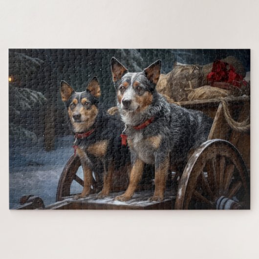 Australische Rinder Snowy Sleigh Weihnachtsdekor Puzzle (Horizontal)
